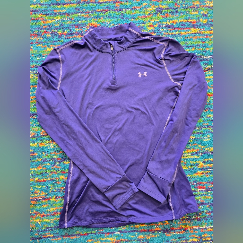 Under Armour womens Coldgear 1/4 zip purple base layer. Size XL great condition‎